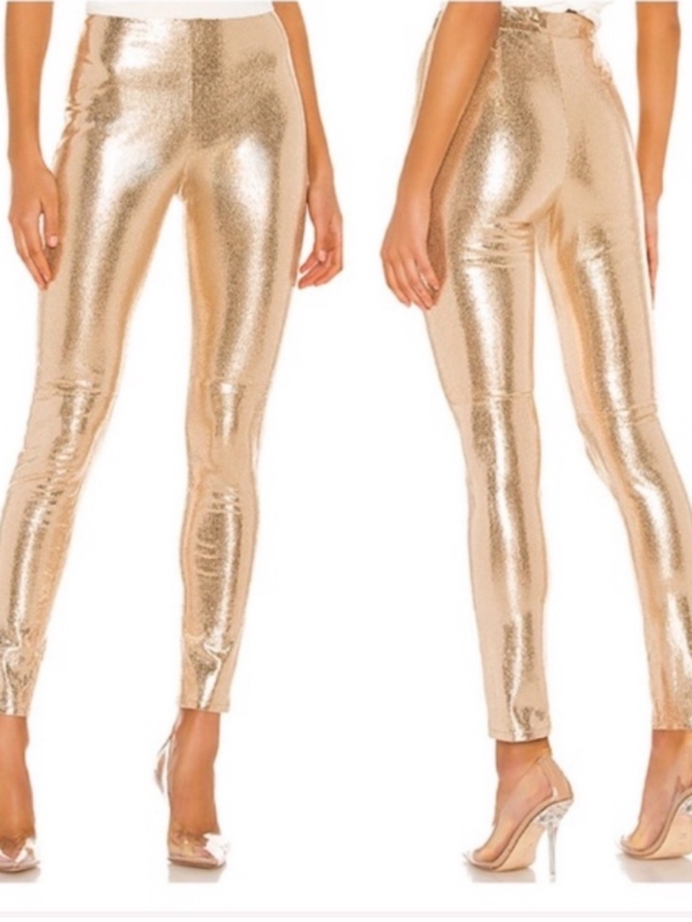 Camila Coelho Metallic Gold High-Waist Leggings